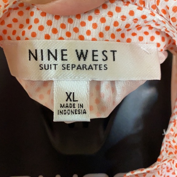 Orange/White Polka Dotted Work Blouse - Picture 7 of 7